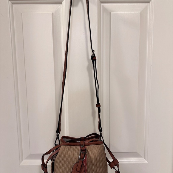 *BNWOT* Small Canvas Crossbody tote with genuine leather trim - Picture 4 of 8